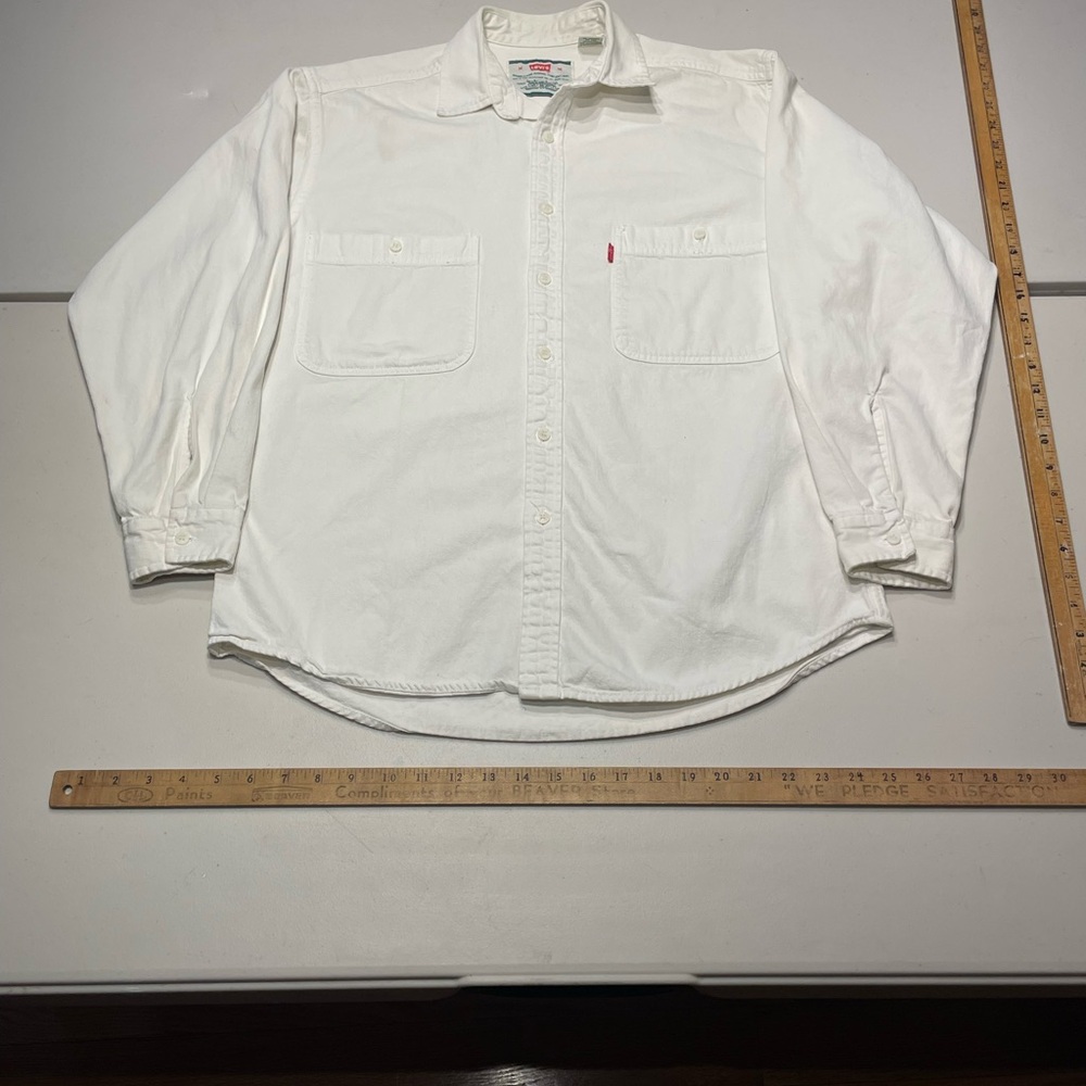 Vintage 90s Levi’s size Medium White Denim Work Shirt